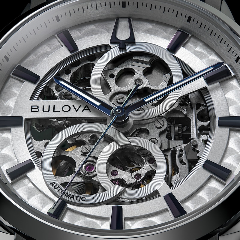 Main Image 6 of Bulova Sutton Automatic 40mm Skeleton Dial & Blue Leather Watch