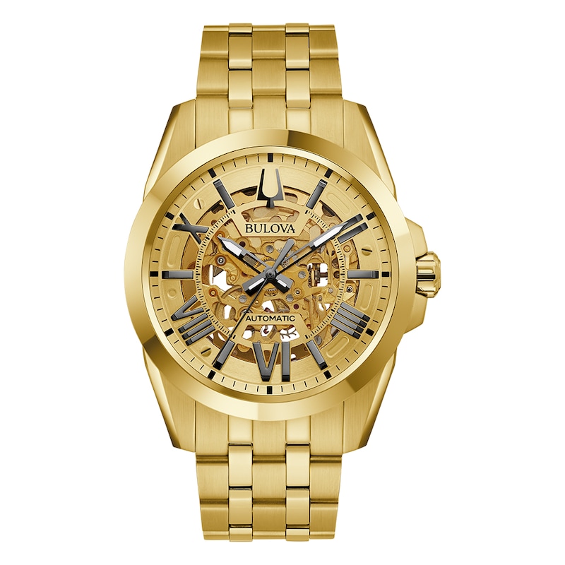 Main Image 1 of Bulova Classic Sutton 43mm Skeleton Gold Tone Bracelet Watch