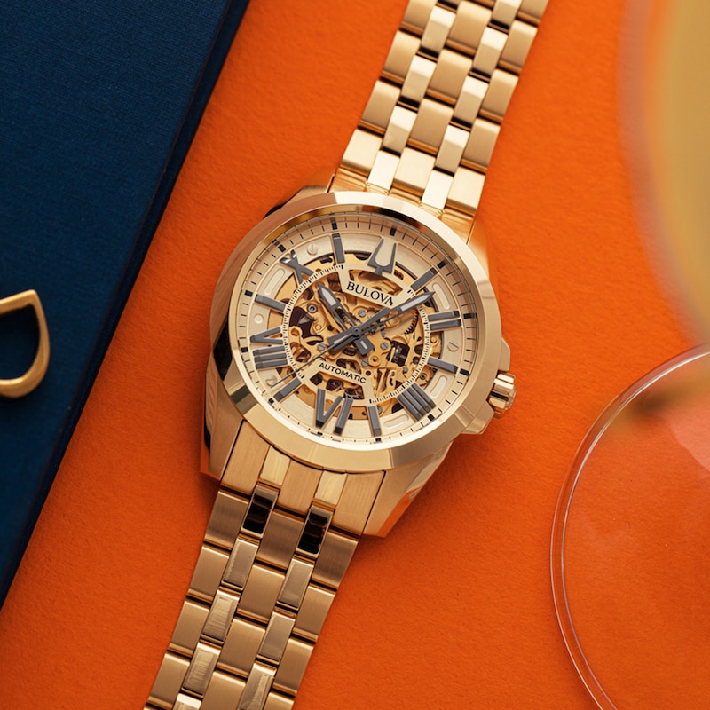 Main Image 4 of Bulova Classic Sutton 43mm Skeleton Gold Tone Bracelet Watch