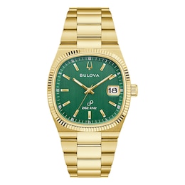 Bulova Super Seville 38mm Green Dial & Gold Tone Bracelet Watch
