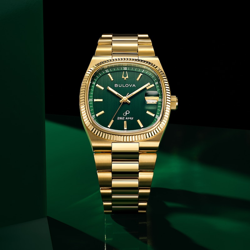 Main Image 4 of Bulova Super Seville 38mm Green Dial & Gold Tone Bracelet Watch