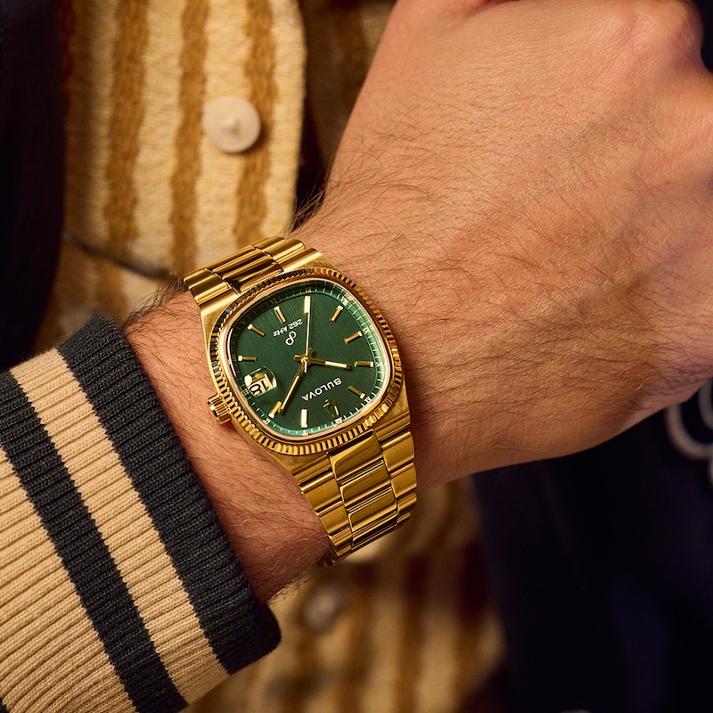 Main Image 5 of Bulova Super Seville 38mm Green Dial & Gold Tone Bracelet Watch