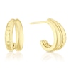 Thumbnail Image 1 of 9ct Yellow Gold Polished & Hammered Finish J-Shaped Hoop Earrings