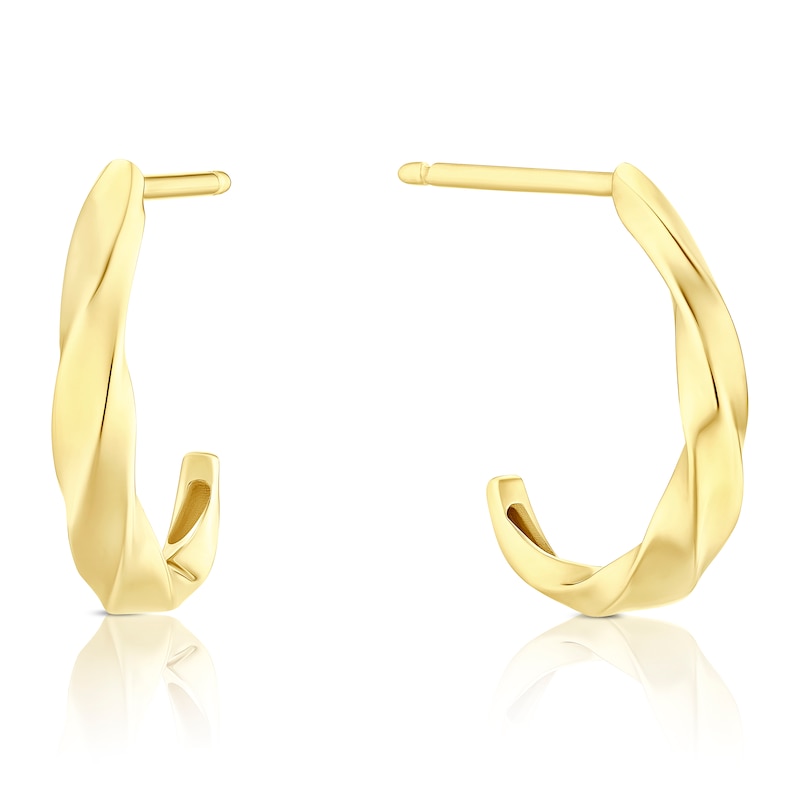 Main Image 1 of 9ct Yellow Gold Twist Half Hoop Earrings