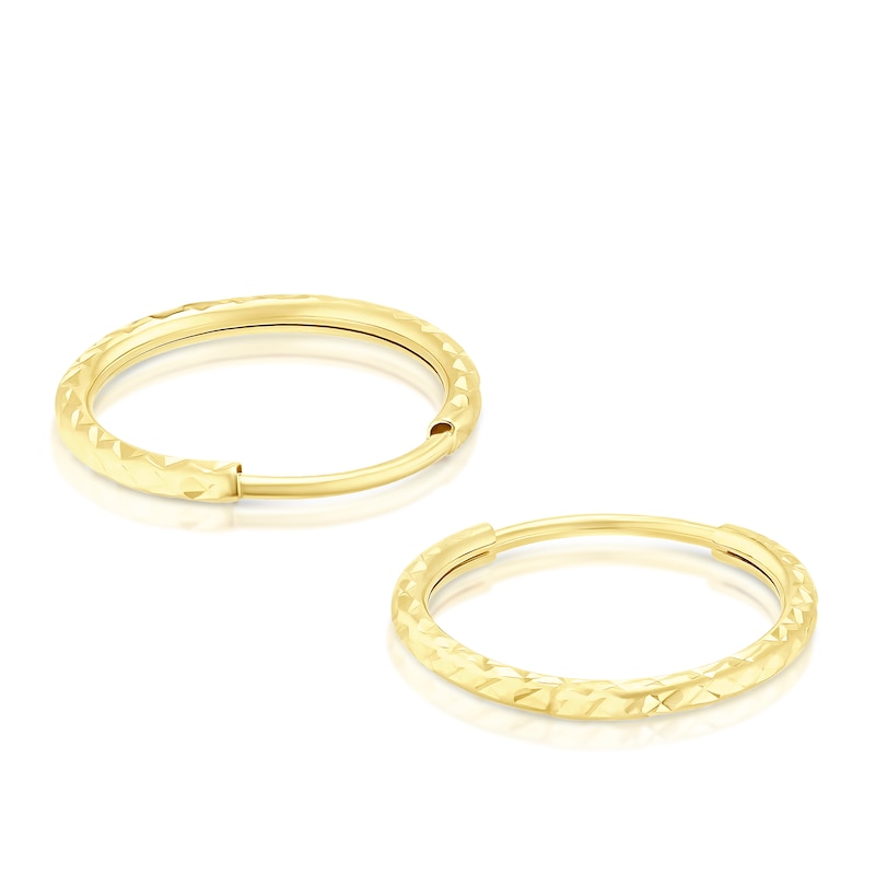 Main Image 2 of 9ct Yellow Gold 20mm Sparkle Diamond Cut Hoop Earrings