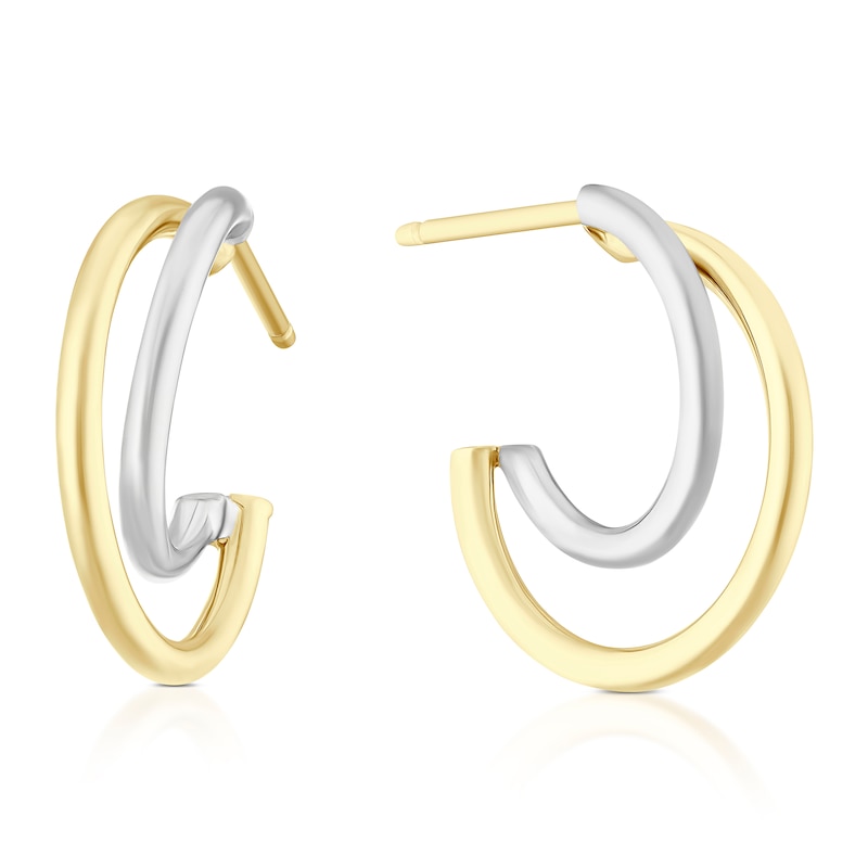 Main Image 1 of 9ct Yellow Gold Double Hoop Earrings