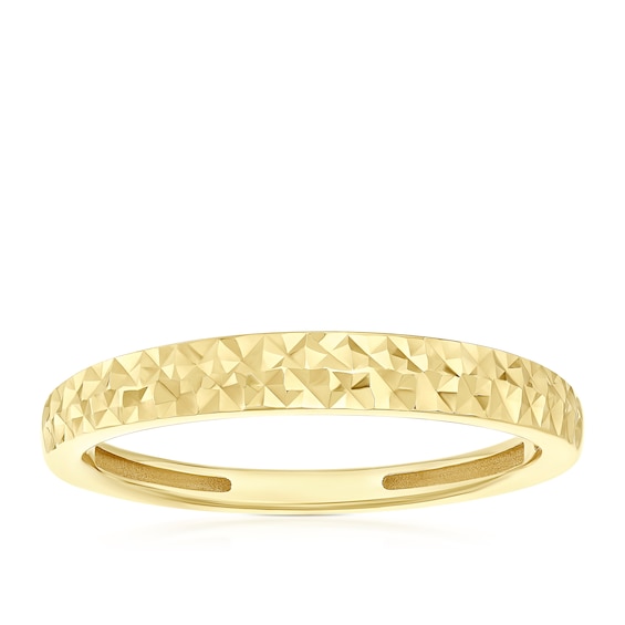 9ct Yellow Gold Diamond Cut Ring