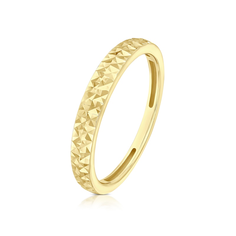 Main Image 2 of 9ct Yellow Gold Diamond Cut Ring