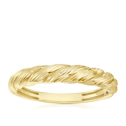 9ct Yellow Gold Textured Twisted Ring