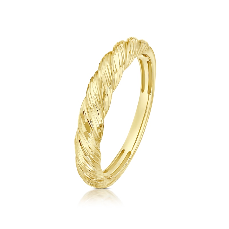 Main Image 2 of 9ct Yellow Gold Textured Twisted Ring
