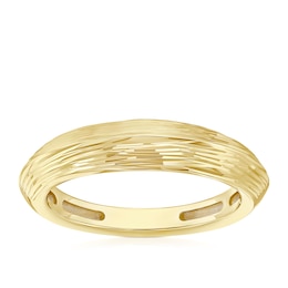 9ct Yellow Gold Textured Knife Edge Ring
