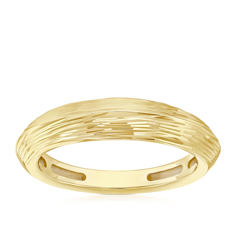 Main Image 1 of 9ct Yellow Gold Textured Knife Edge Ring