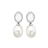 Thumbnail Image 1 of Sterling Silver Polished Dome Cultured Freshwater Pearl Drop Earrings