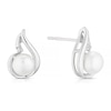 Thumbnail Image 1 of Sterling Silver Cubic Zirconia & Cultured Freshwater Pearl Swirl Teardrop Stud Earrings
