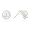 Thumbnail Image 1 of Sterling Silver Cubic Zirconia & Cultured Freshwater Pearl Large Knot Stud Earrings