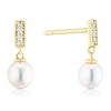 Thumbnail Image 1 of 9ct Yellow Gold Cubic Zirconia & Cultured Freshwater Pearl Drop Earrings
