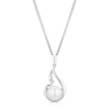 Thumbnail Image 1 of Sterling Silver 16+2" Cubic Zirconia & Cultured Freshwater Pearl Swirl Teardrop Necklace