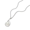 Thumbnail Image 2 of Sterling Silver 16+2" Cubic Zirconia & Cultured Freshwater Pearl Swirl Teardrop Necklace