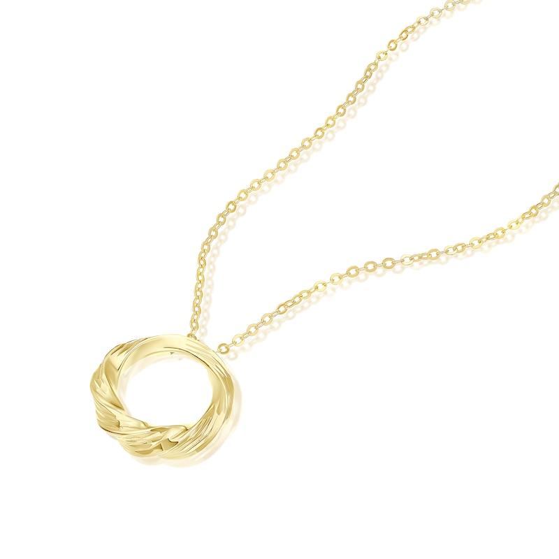 Main Image 2 of 9ct Yellow Gold Textured Graduated Open Circle Pendant Necklace