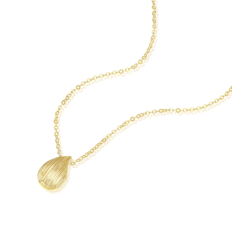 Main Image 2 of 9ct Yellow Gold Textured Teardrop Pendant Necklace