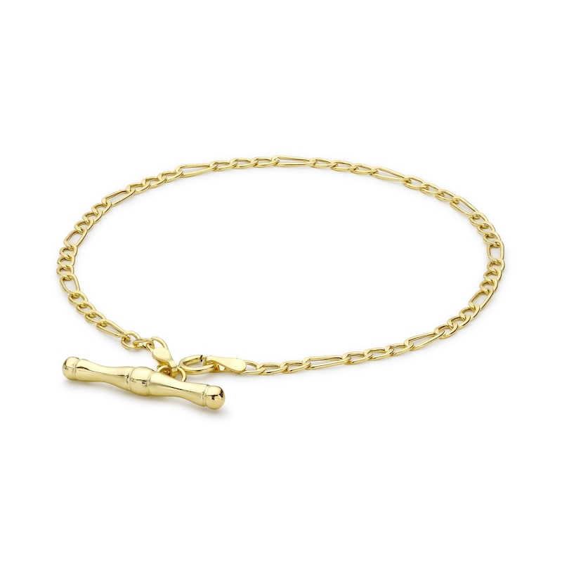 Main Image 1 of 9ct Yellow Gold 7.5" Figaro T-Bar Bracelet