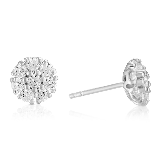 Sterling Silver Cubic Zirconia Cluster Stud Earrings