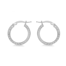 Sterling Silver 20mm Polished & Diamond Cut Hoop Earrings