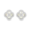 Thumbnail Image 1 of Sterling Silver 11mm Clover Mother of Pearl & Cubic Zirconia Clover Stud Earrings