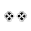 Thumbnail Image 1 of Sterling Silver 11mm Black Agate & Cubic Zirconia Clover Stud Earrings