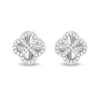 Thumbnail Image 1 of Sterling Silver 11mm Cubic Zirconia Diamond Cut Clover Stud Earrings