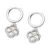 Thumbnail Image 2 of Sterling Silver Mother of Pearl & Cubic Zirconia Clover Hoop Earrings