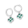 Thumbnail Image 2 of Sterling Silver Diamond Cut Clover Malachite & Cubic Zirconia Hoop Earrings