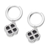 Thumbnail Image 2 of Sterling Silver Clover Shaped Black Agate & Cubic Zirconia Hoop Earrings