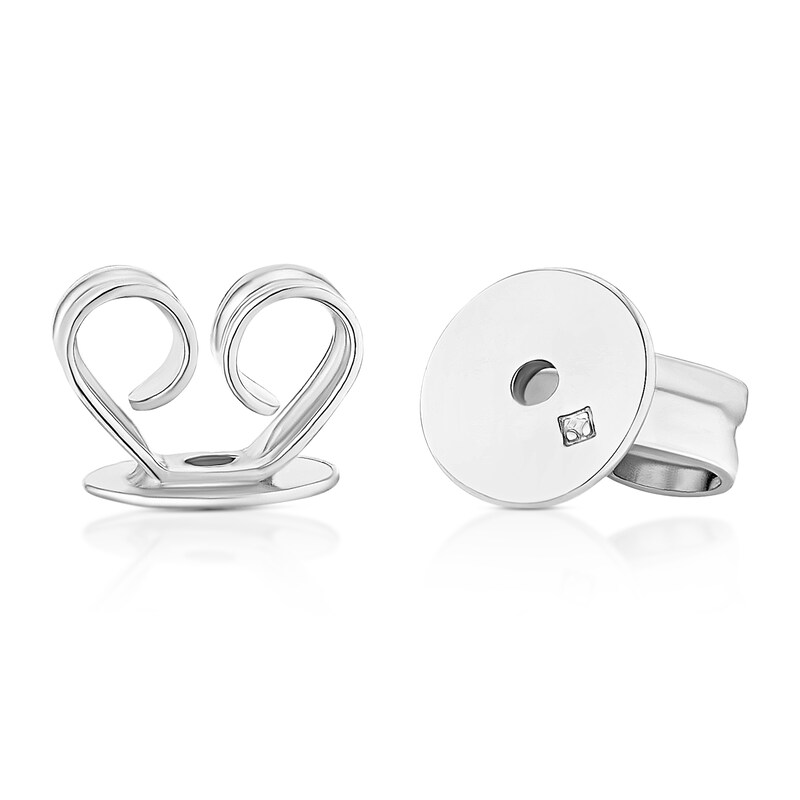 Main Image 2 of Sterling Silver Cubic Zirconia & Created Sapphire Fancy Halo Stud Earrings