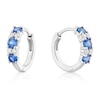 Thumbnail Image 1 of Sterling Silver Cubic Zirconia & Created Sapphire Huggie Hoop Earrings