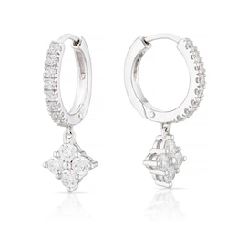 Sterling Silver Cubic Zirconia Hoop Drop Earrings