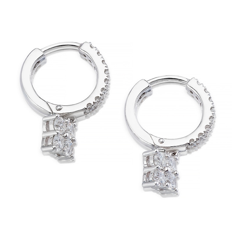 Main Image 2 of Sterling Silver Cubic Zirconia Hoop Drop Earrings