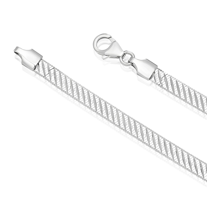 Main Image 3 of Sterling Silver Diamond Cut Herringbone Solid Bracelet