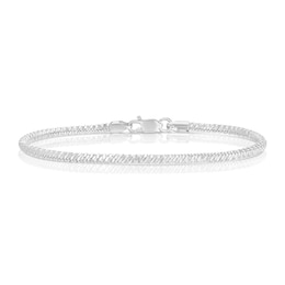 Sterling Silver Cubic Zirconia Baguette & Foxtail Chain Bracelet