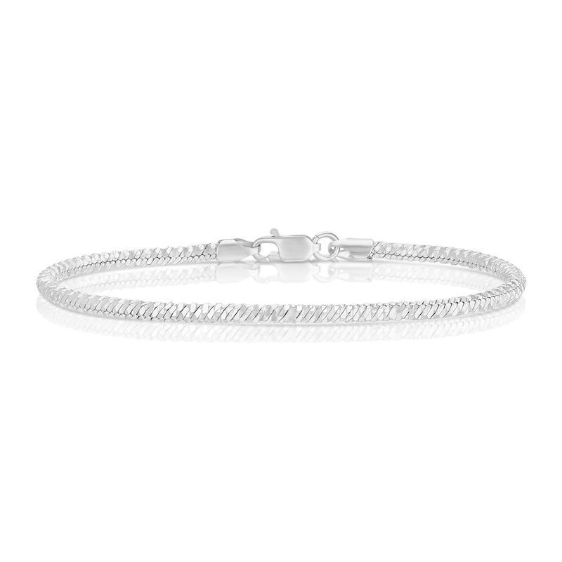 Main Image 1 of Sterling Silver Cubic Zirconia Baguette & Foxtail Chain Bracelet