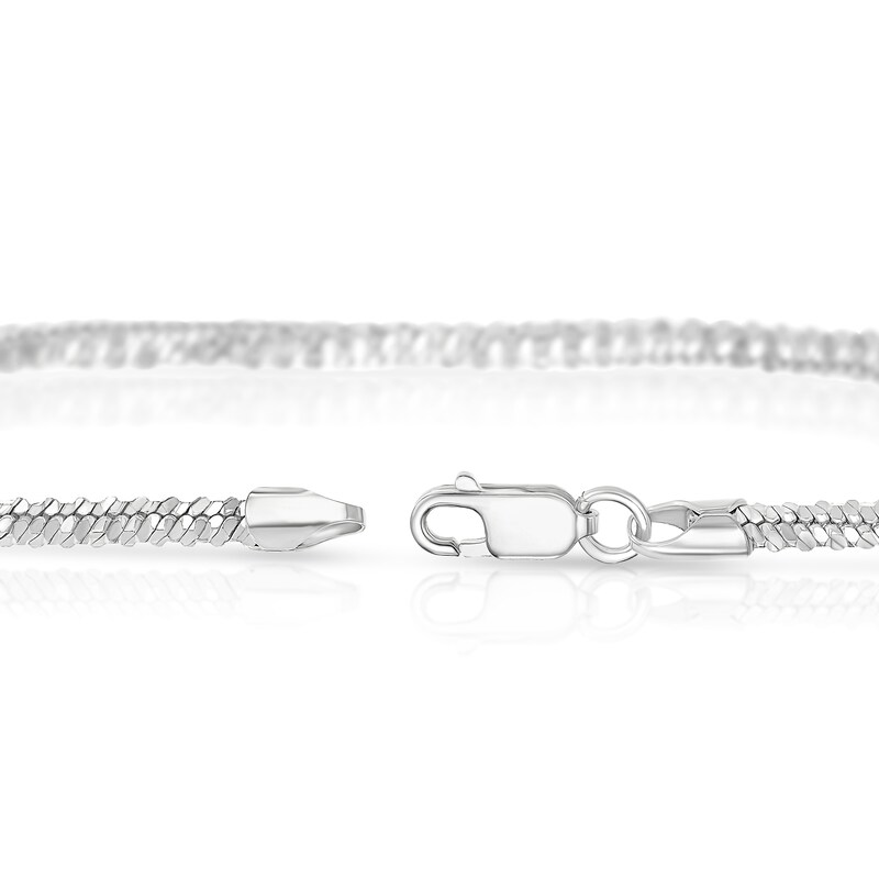 Main Image 3 of Sterling Silver Cubic Zirconia Baguette & Foxtail Chain Bracelet