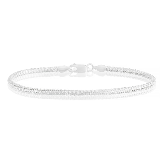 Sterling Silver Diamond Cut Rounded Bracelet