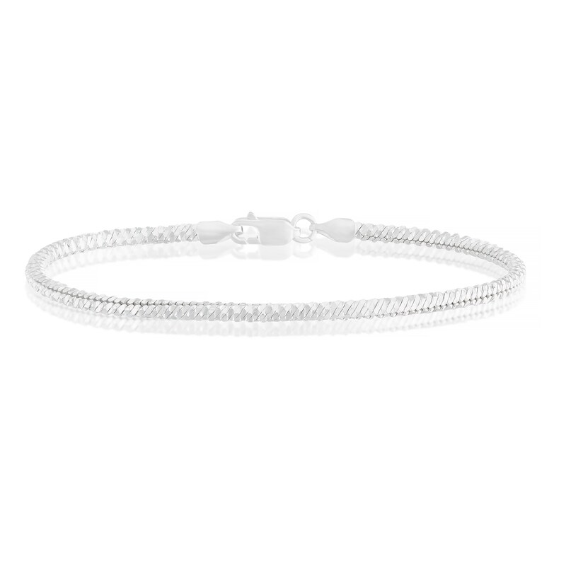 Main Image 1 of Sterling Silver Diamond Cut Rounded Bracelet