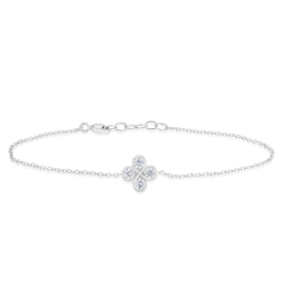 Sterling Silver 7+1" Cubic Zirconia Infinity Clover Bracelet