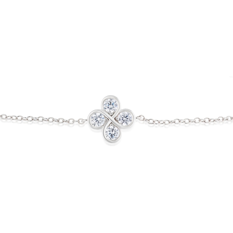 Main Image 2 of Sterling Silver 7+1" Cubic Zirconia Infinity Clover Bracelet