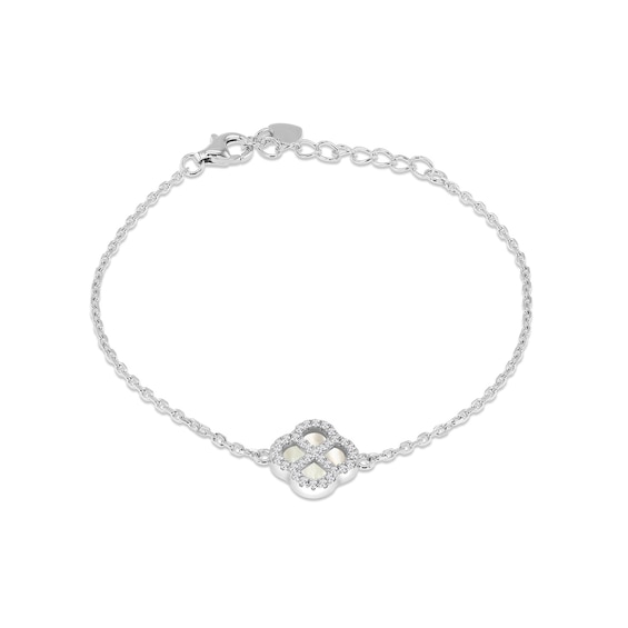 Sterling Silver 6.25+1.25 Mother of Pearl and Cubic Zirconia