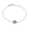 Thumbnail Image 1 of Sterling Silver 6.25+1.25" Malachite & Cubic Zirconia Clover Bracelet