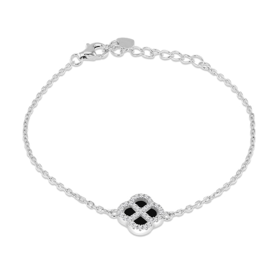 Sterling Silver 6.25+1.25 Black Agate and Cubic Zirconia Clo