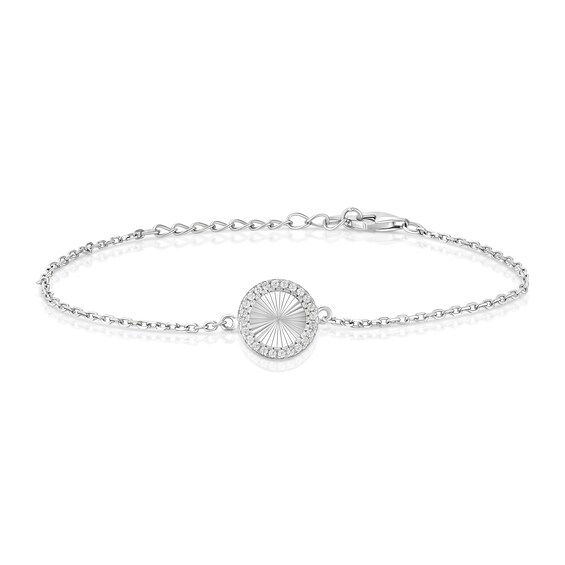 Sterling Silver Cubic Zirconia Diamond Cut Circle Bracelet