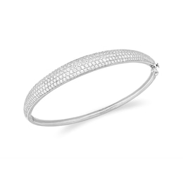Sterling Silver Cubic Zirconia Pavé Set Domed Bangle